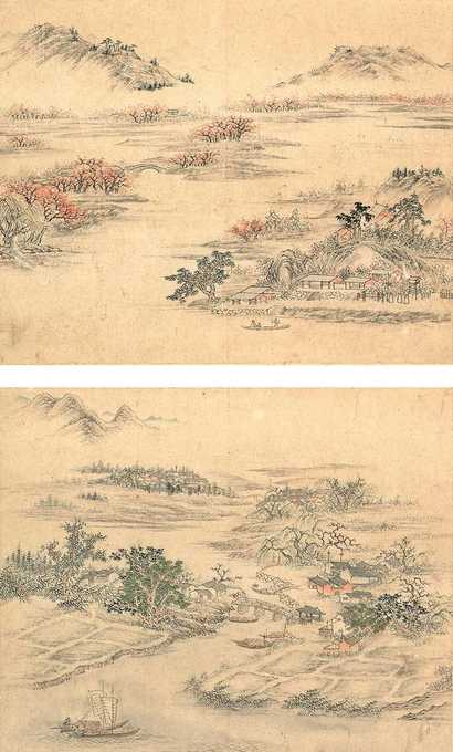 佚名  18/19世纪 江南春景 册页（二开）